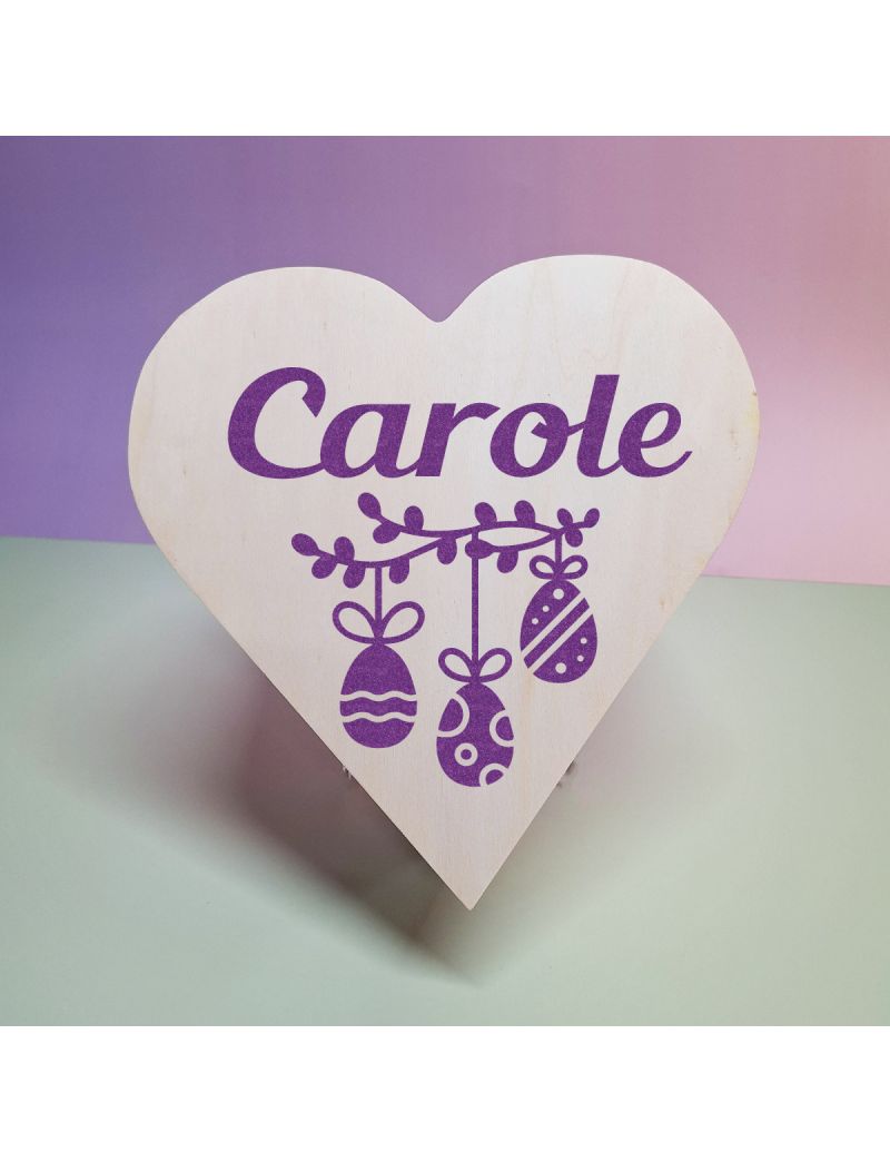 Wooden Easter Heart Box - Glitter Eggs