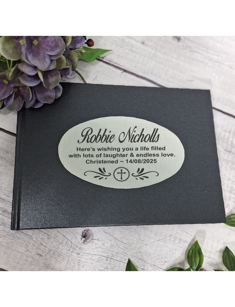 Personalised Christening Guest Book A5 Black
