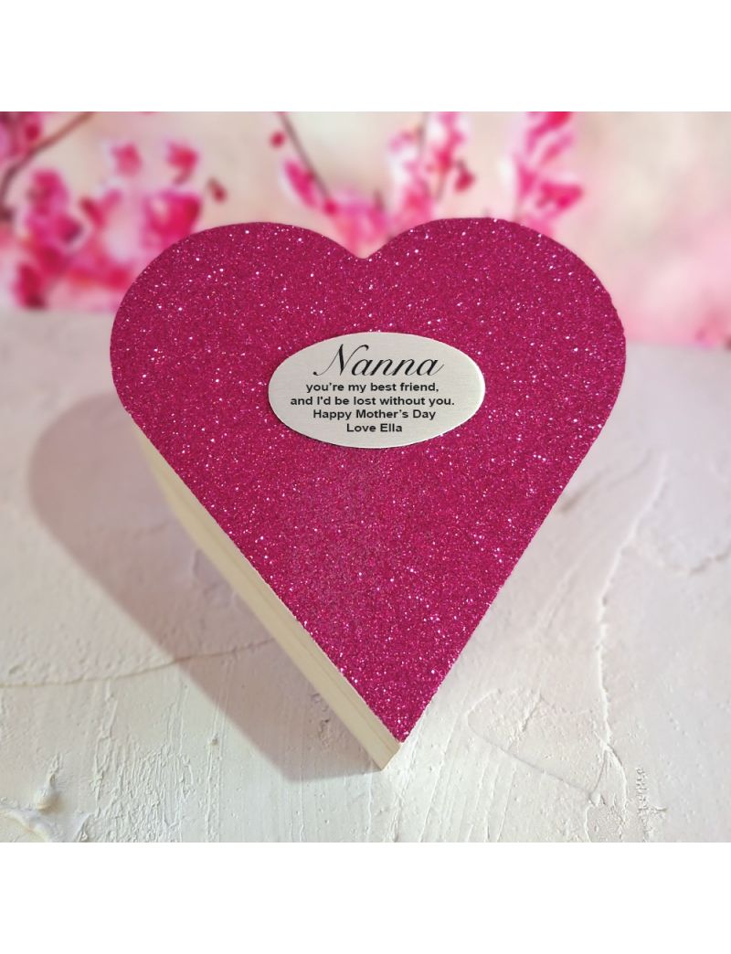 Nana Glitter Heart Gift Box with Message