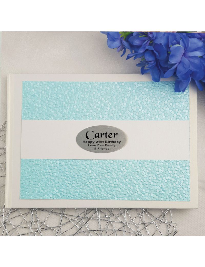 21st Birthday Guest Book Keepsake Album- Blue Pebble