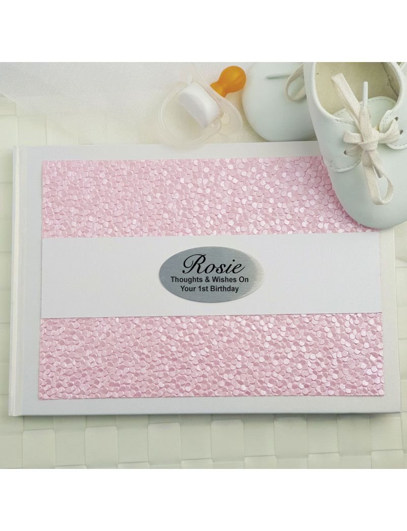 1st Birthday Guest Book Keepsake Album- Pink Pebble