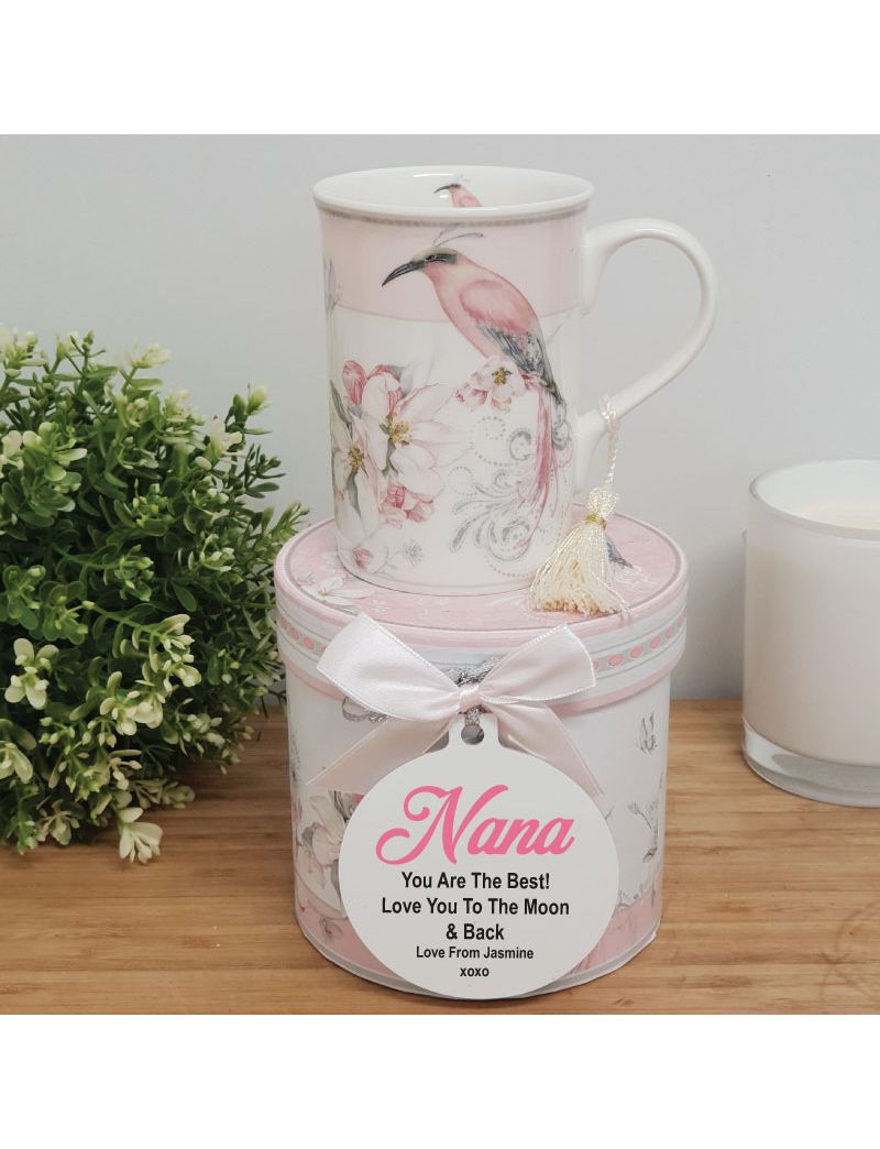 Nan Mug with Personalised Gift Box - Magnolia Bird