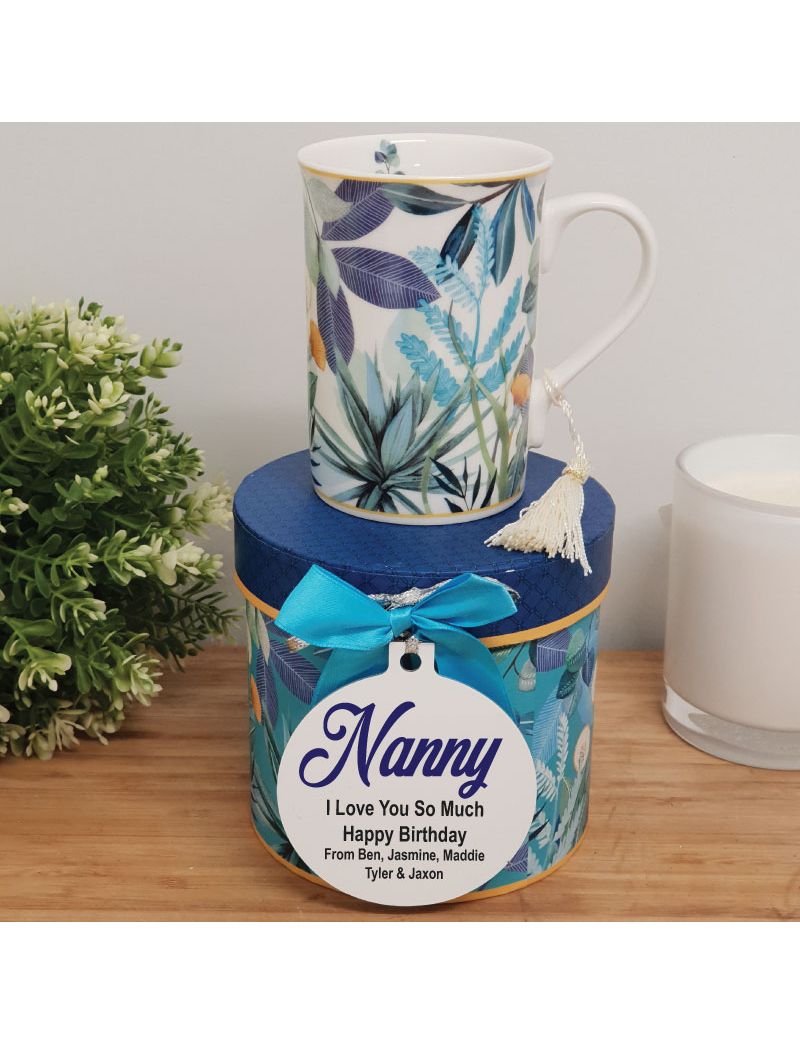 Nan Mug with Personalised Gift Box - Tropical Blue