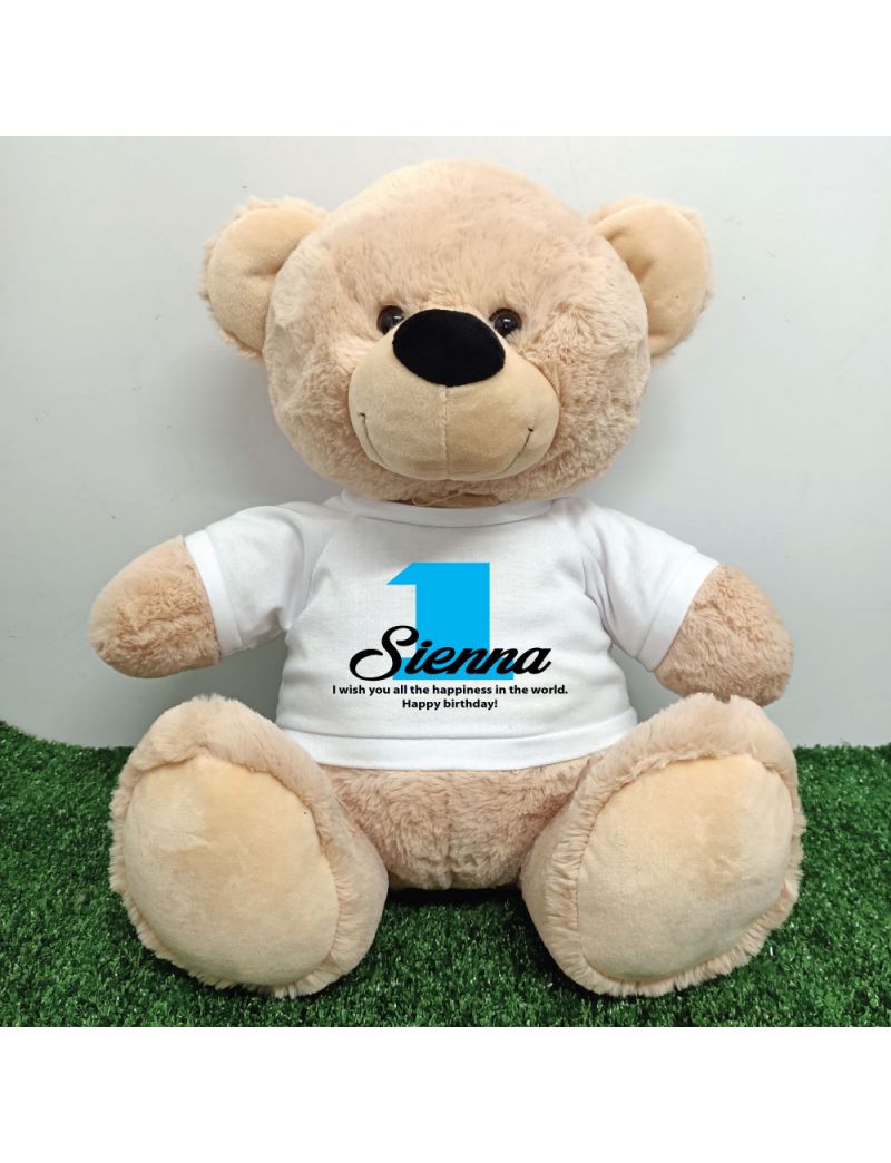 1st Birthday Bear with T-Shirt 40cm Cream