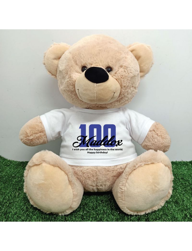 100th Birthday Bear with T-Shirt 40cm Cream