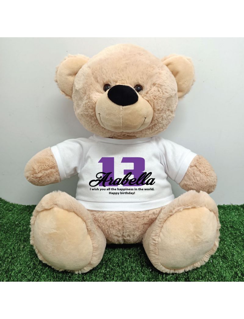13th Birthday Bear with T-Shirt 40cm Cream