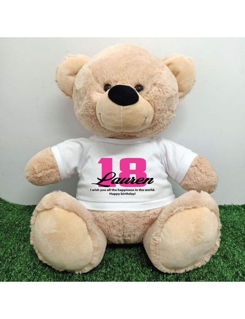 18th Birthday Bear with T-Shirt 40cm Cream