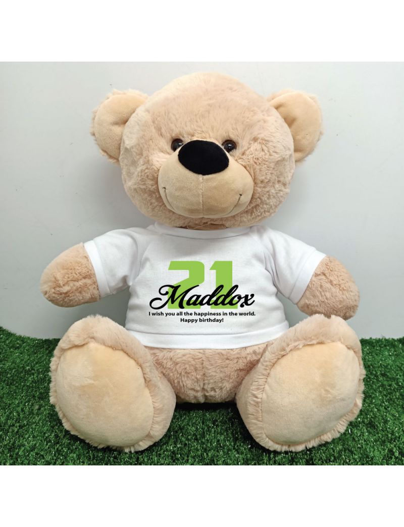 21st Birthday Bear with T-Shirt 40cm Cream