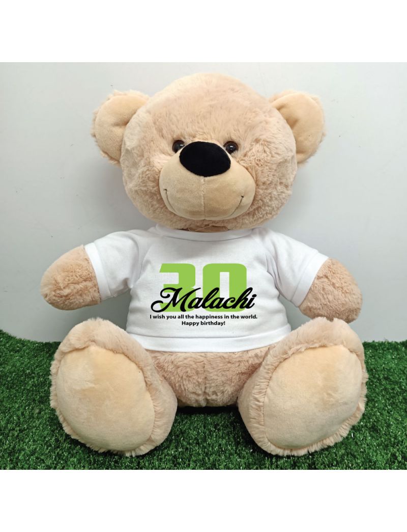 30th Birthday Bear with T-Shirt 40cm Cream