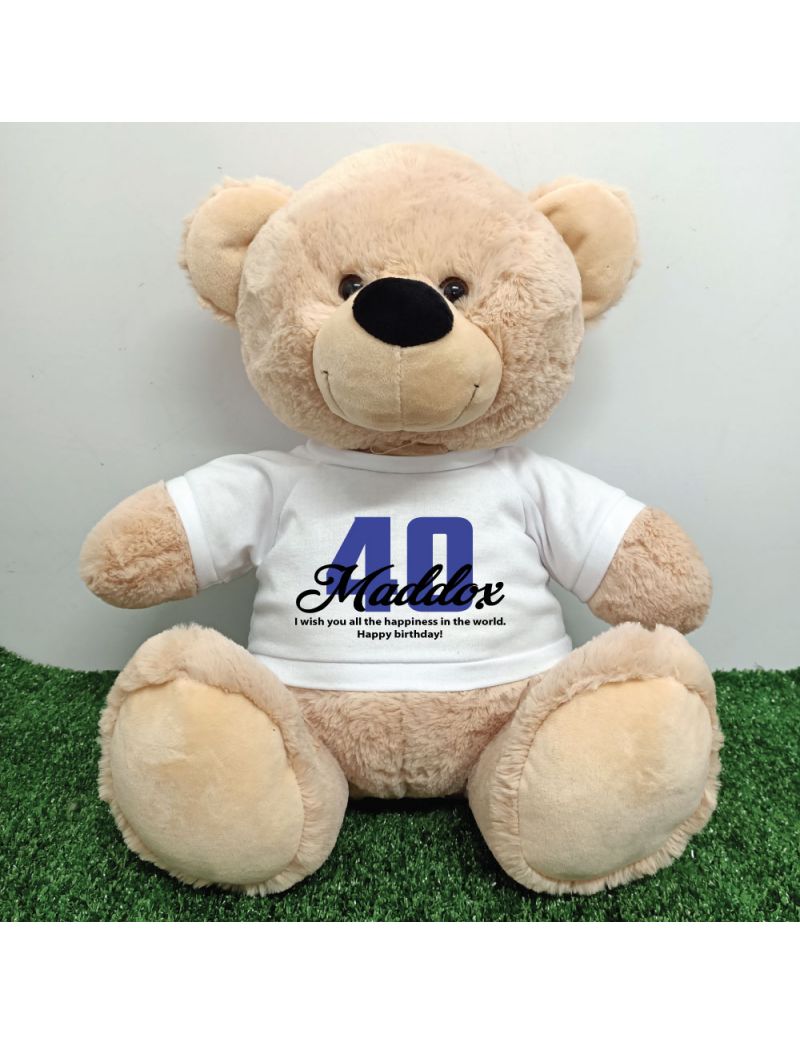 40th Birthday Bear with T-Shirt 40cm Cream