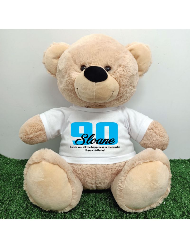 90th Birthday Bear with T-Shirt 40cm Cream