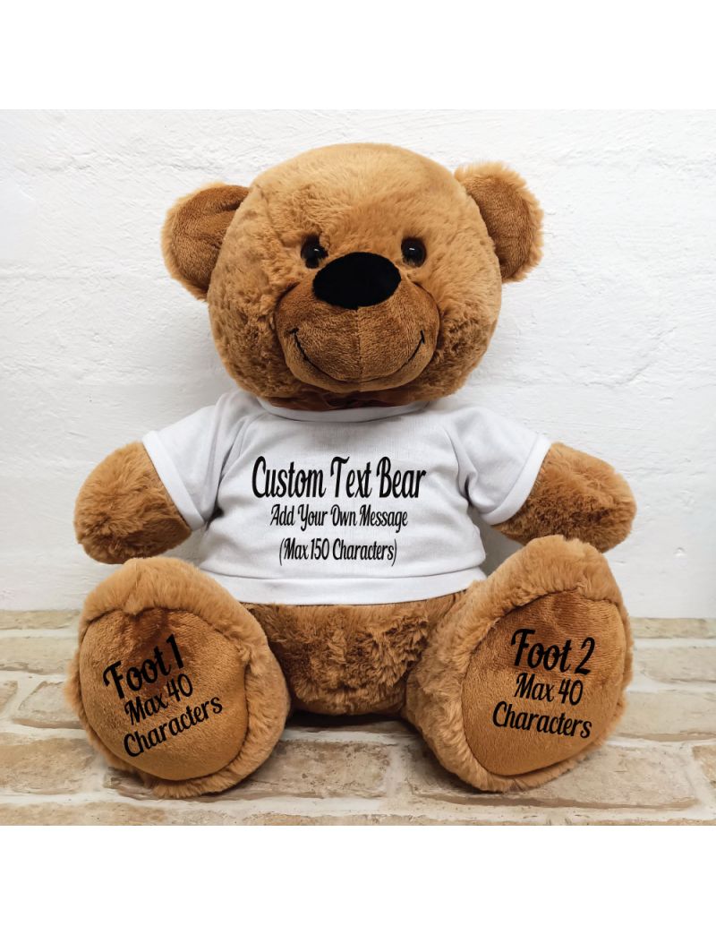 Custom Message Teddy Bear with T-Shirt Brown 40cm
