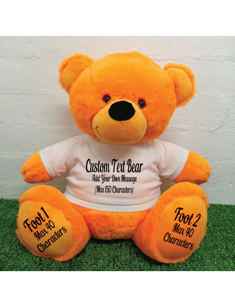 Custom Message Teddy Bear with T-Shirt Orange 40cm