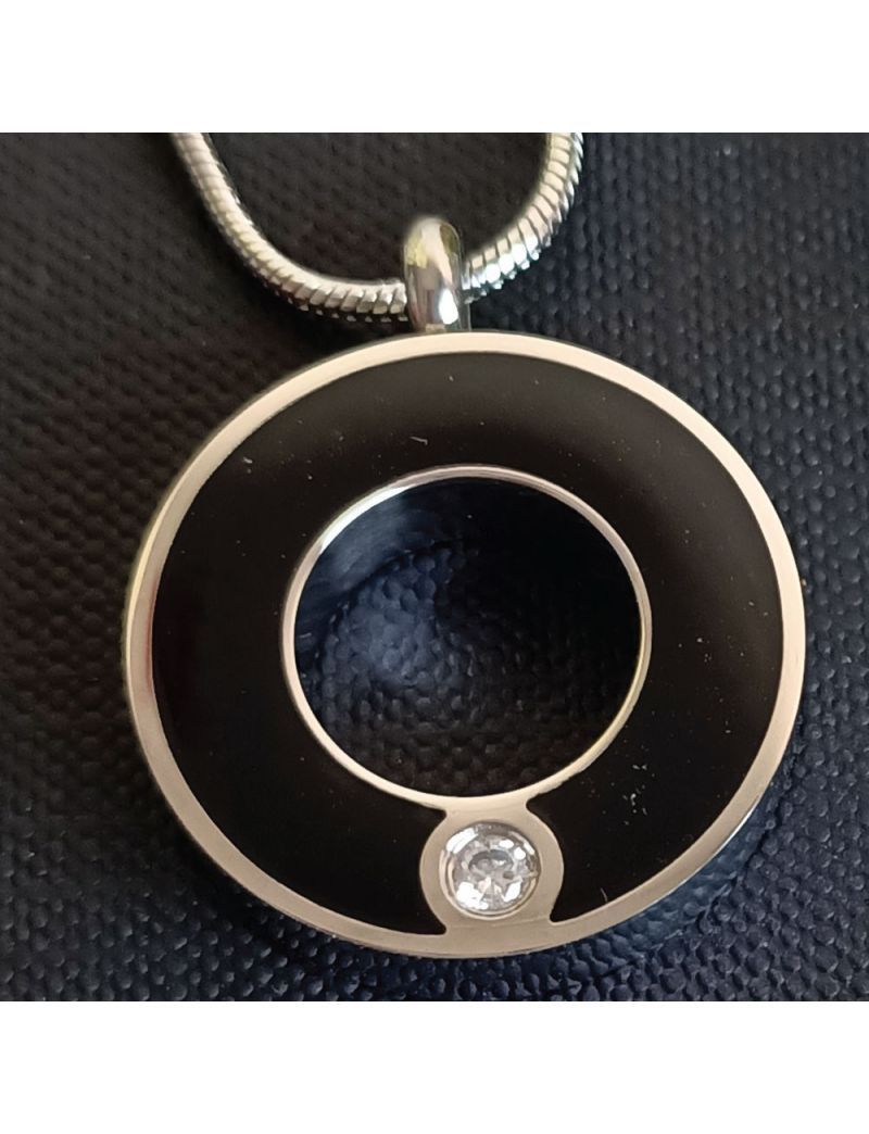 Black Circle Memorial Urn Cremation Ash Necklace