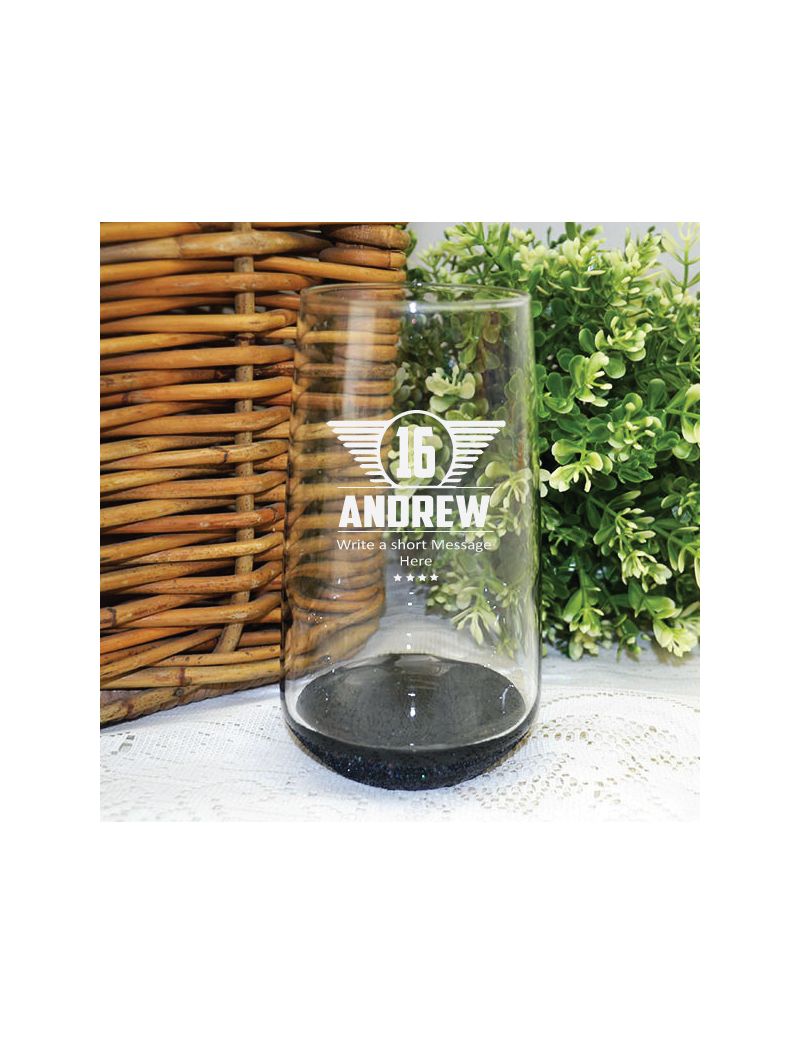 16th Birthday Engraved Personalised Glass Tumbler (M)