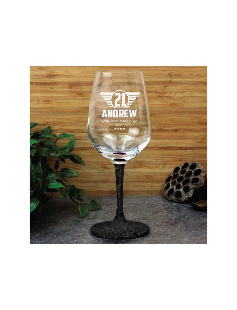 21st Birthday Engraved Personalised Wine Glass 450ml (M)