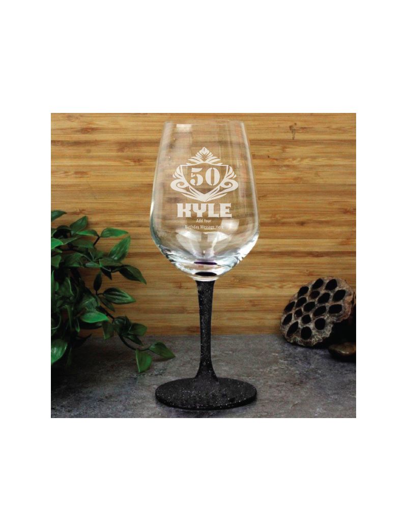 50th Birthday Engraved Personalised Wine Glass 450ml (M)