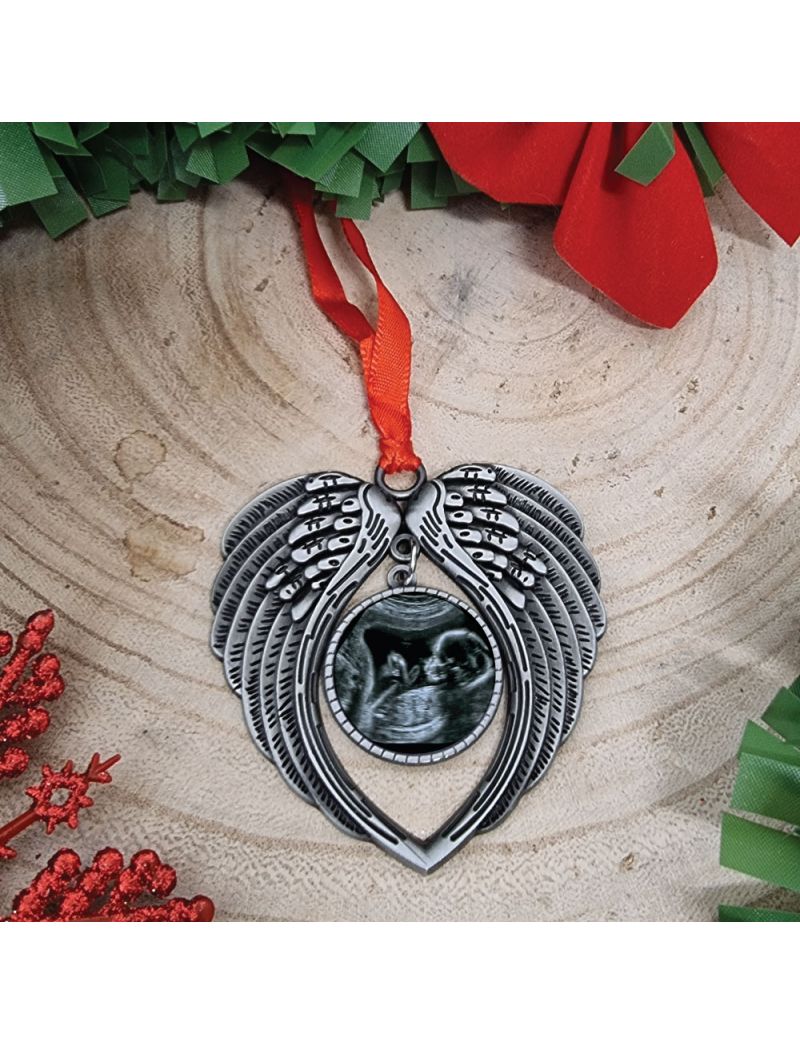 Baby Memorial Angel Christmas Photo Ornament Silver