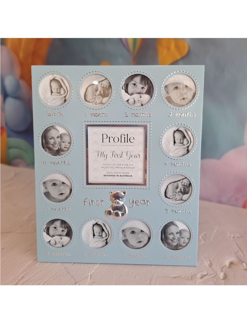 Baby's First Year Blue Photo Frame
