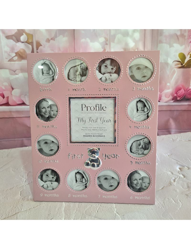 Baby's First Year Pink Photo Frame