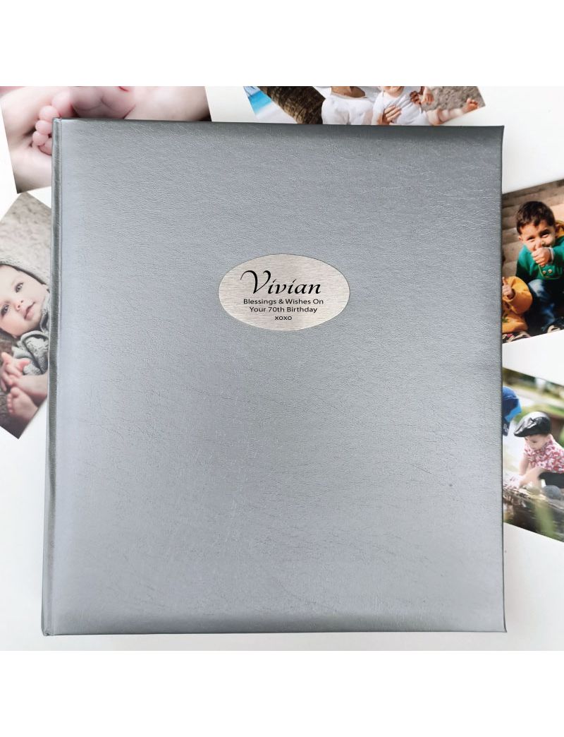 80th Birthday Personalised Photo Album 500 Silver