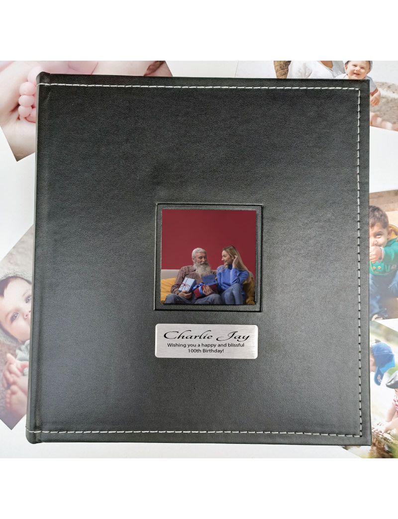 100th Birthday Personalised Black Album 5x7 Photo
