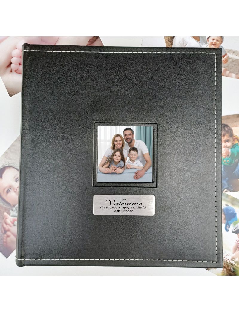 50th Birthday Personalised Black Album 5x7 Photo