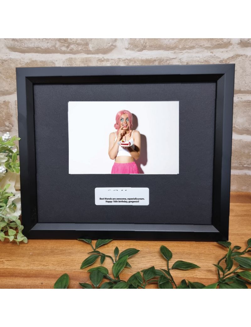 Custom 16th Birthday Frame 4x6 - Black