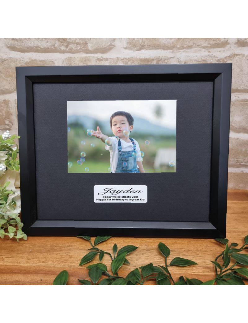 Custom 1st Birthday Frame 4x6 - Black