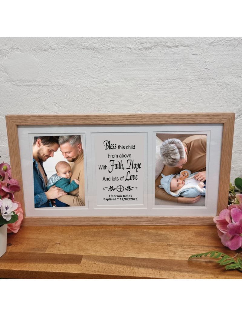 Baptism Gallery Wood Frame 4x6 Typography Print