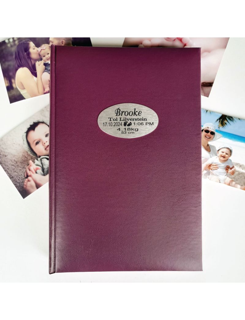 Personalised Baby Birth Details Album 300 Photo Rose