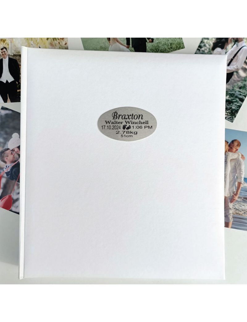Personalised Baby Birth Details Photo Album 500 White
