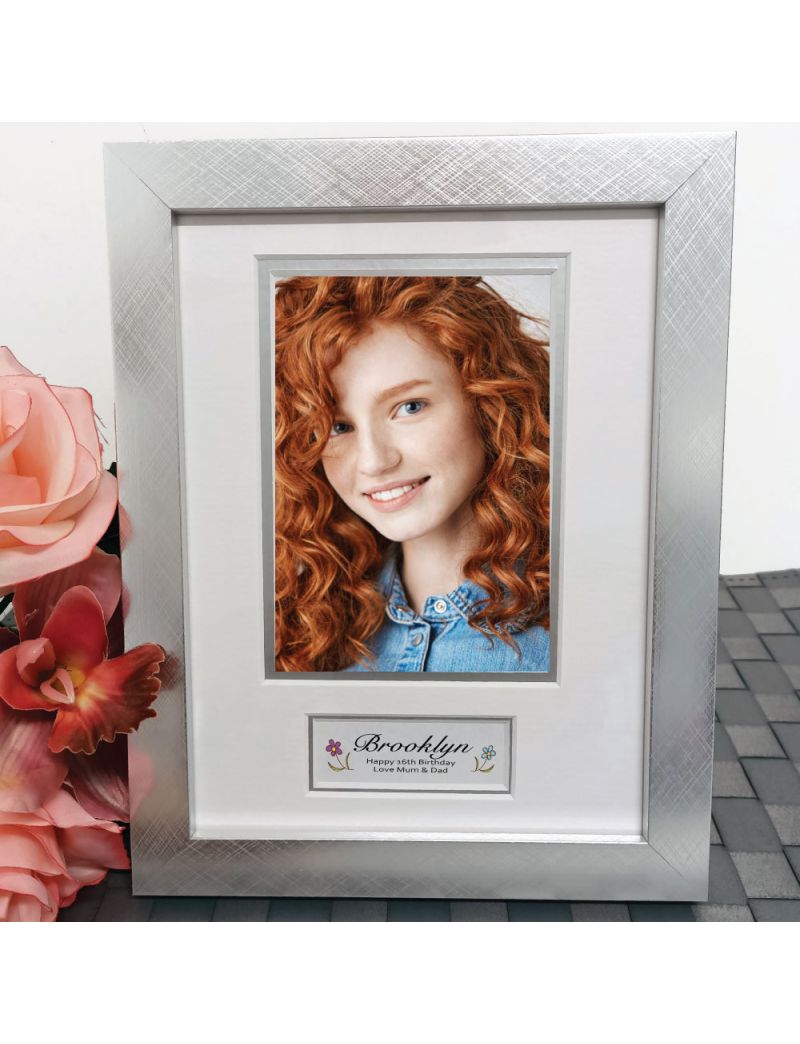 16th Birthday Photo Frame Silver Wood 4x6 Photo