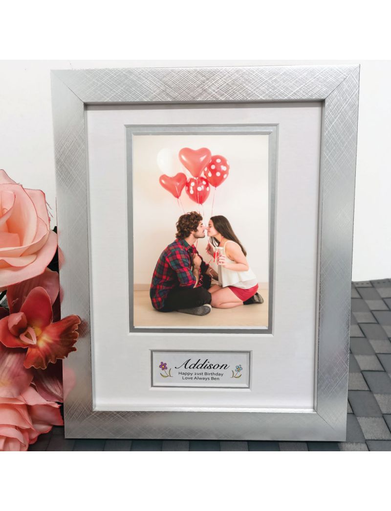 21st Birthday Photo Frame Silver Wood 4x6 Photo