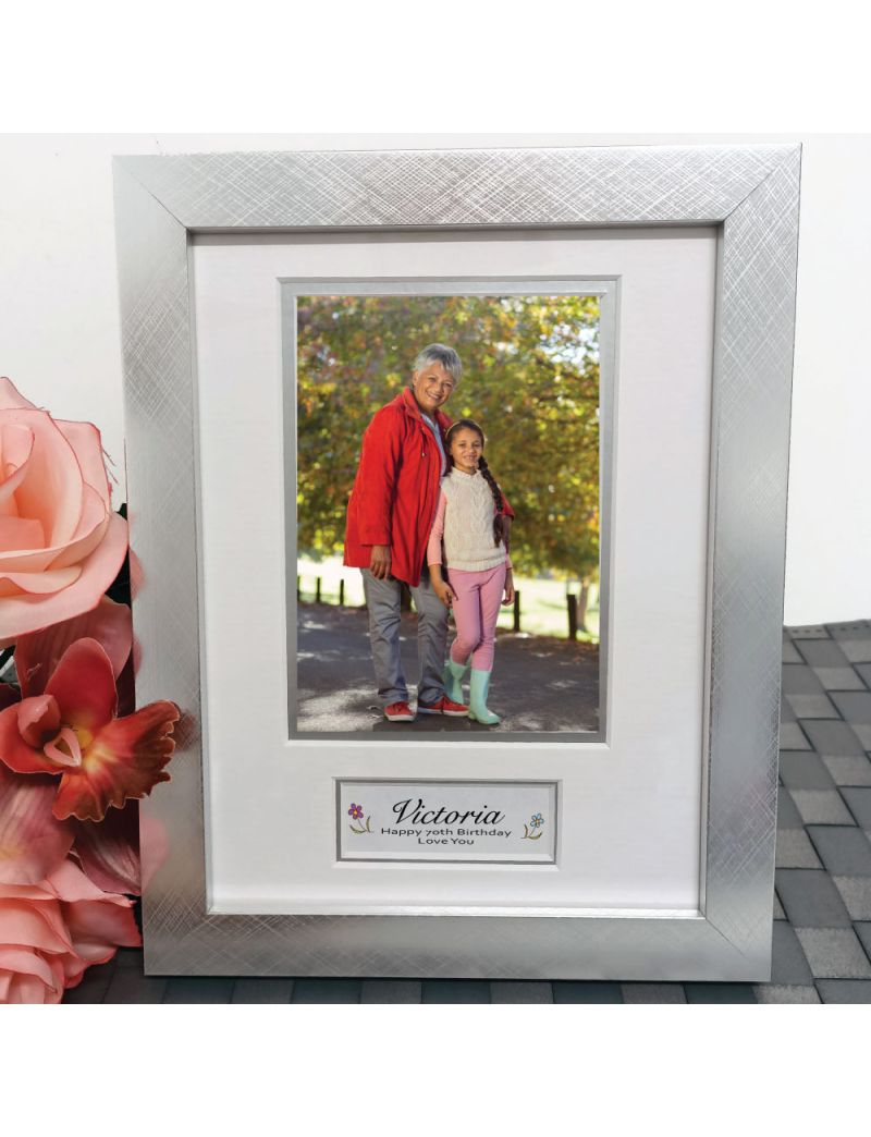 70th Birthday Photo Frame Silver Wood 4x6 Photo