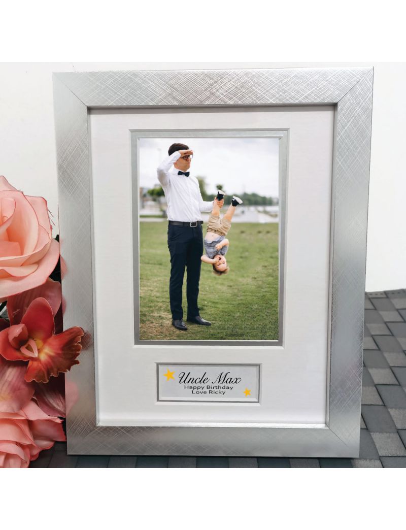 Birthday Photo Frame Silver Wood 4x6 Photo