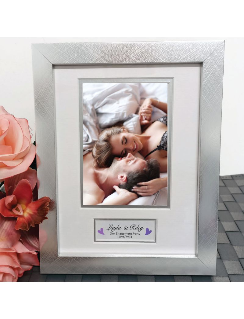 Engagement Photo Frame Silver Wood 4x6 Photo