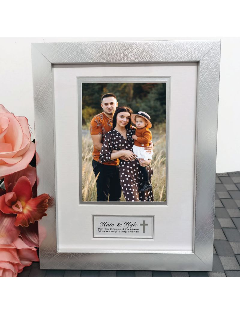 Godparent Photo Frame Silver Wood 4x6 Photo