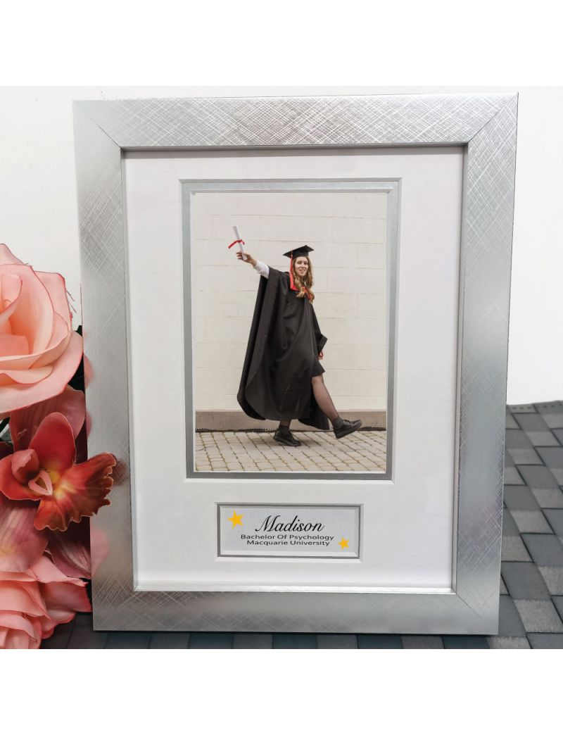 Graduation Photo Frame Silver Wood 4x6 Photo