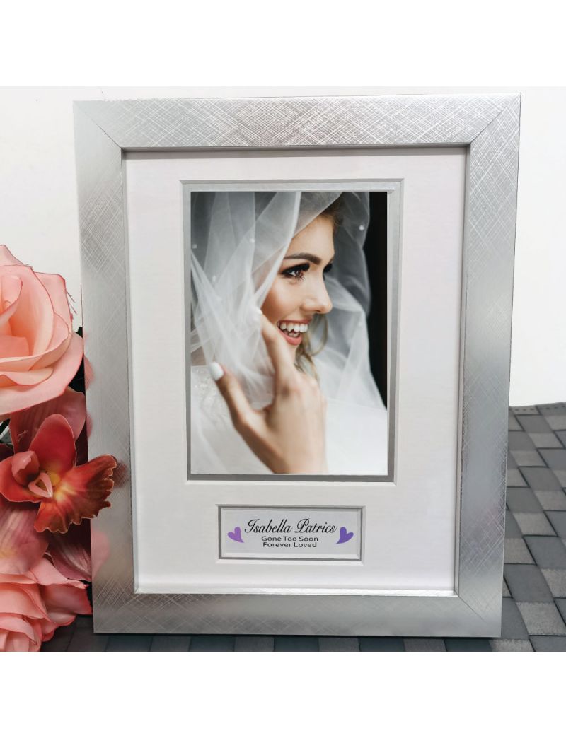 Memorial Photo Frame Silver Wood 4x6 Photo