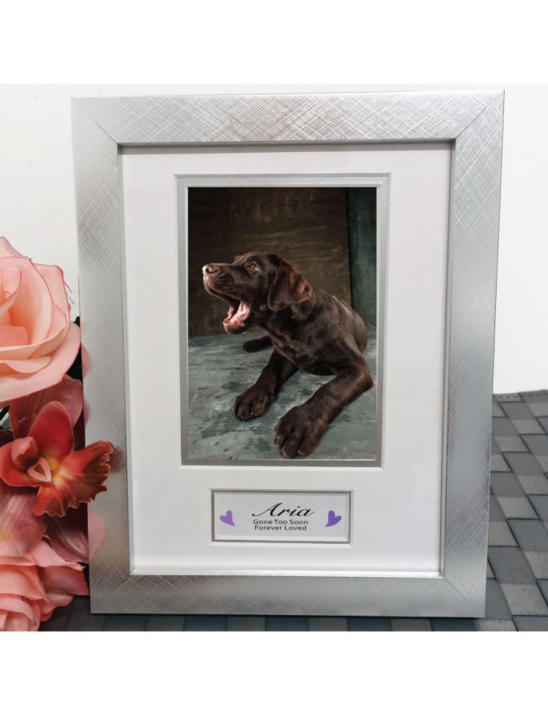 Pet Memorial Photo Frame Silver Wood 4x6 Photo