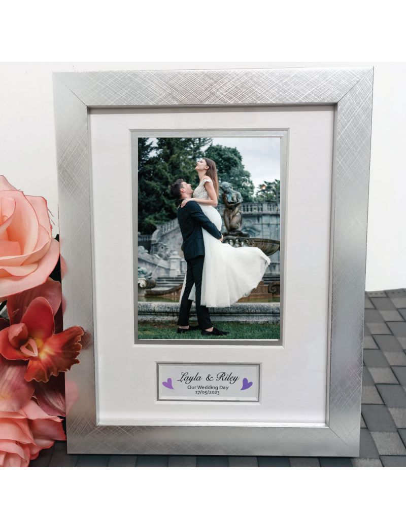 Wedding Photo Frame Silver Wood 4x6 Photo