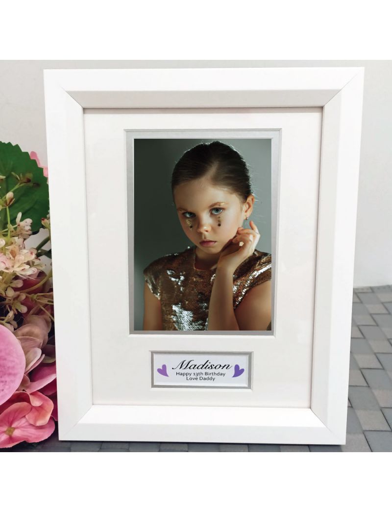 13th Birthday Photo Frame White Wood 4x6 Photo