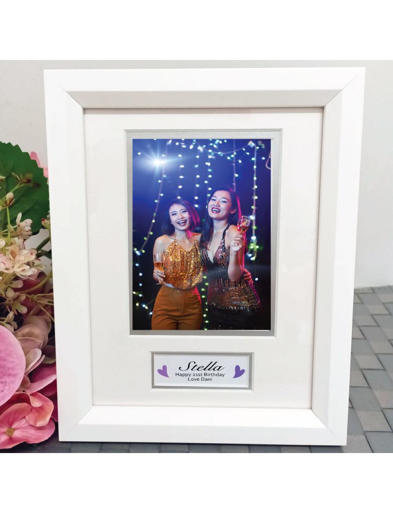 21st Birthday Photo Frame White Wood 4x6 Photo