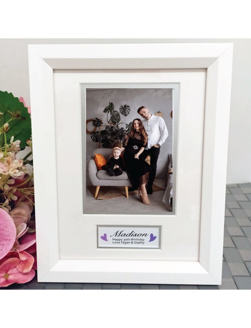 30th Birthday Photo Frame White Wood 4x6 Photo
