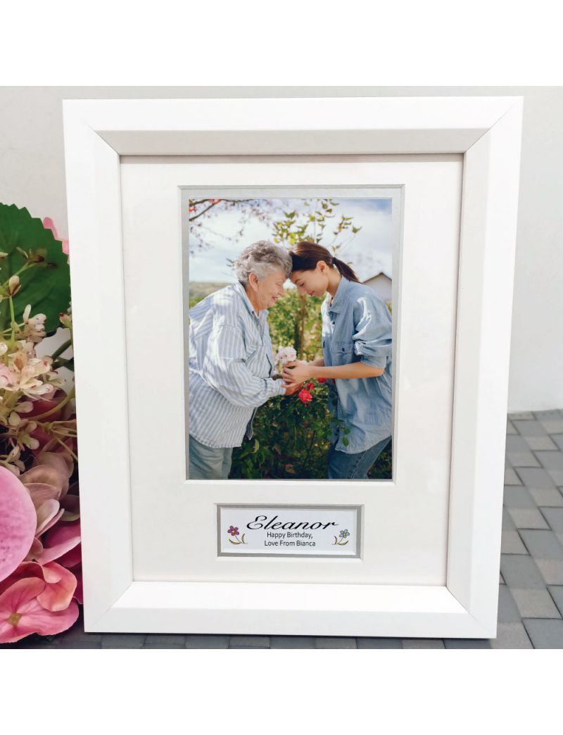 Birthday Photo Frame White Wood 4x6 Photo
