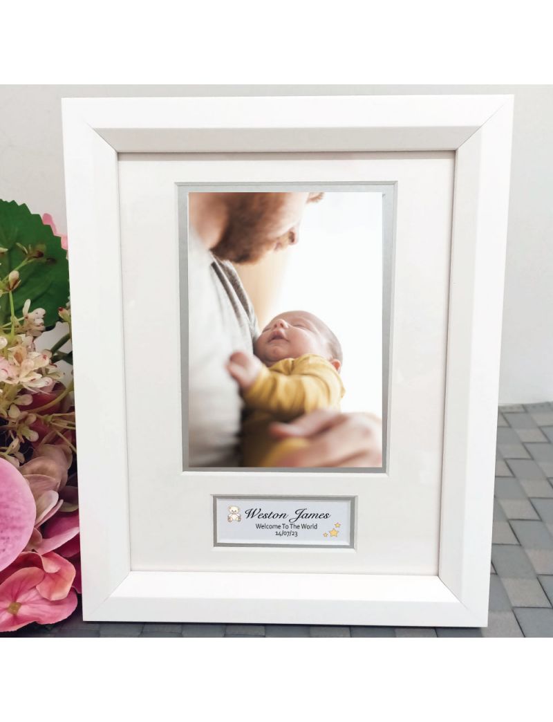 Baby Photo Frame White Wood 4x6 Photo