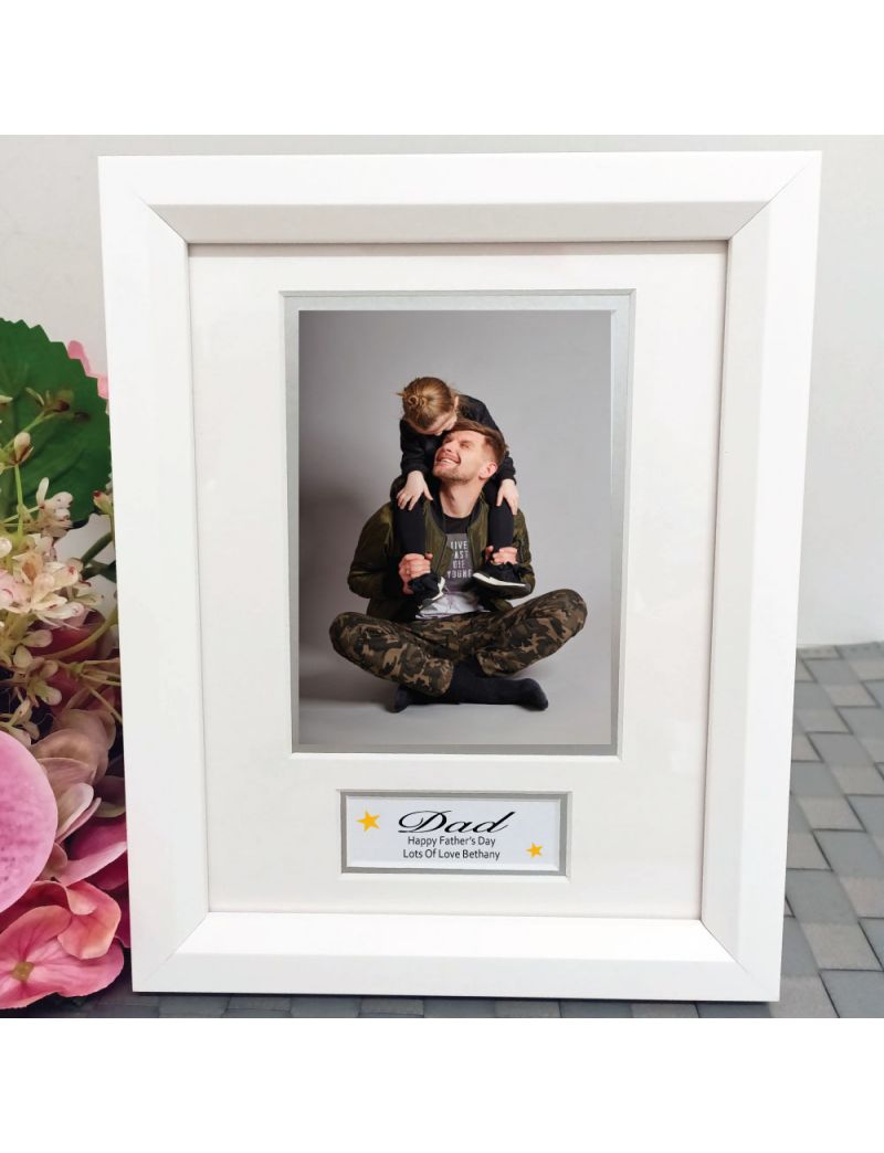 Dad Photo Frame White Wood 4x6 Photo