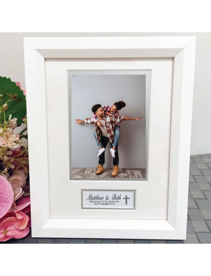 Engagement Photo Frame White Wood 4x6 Photo