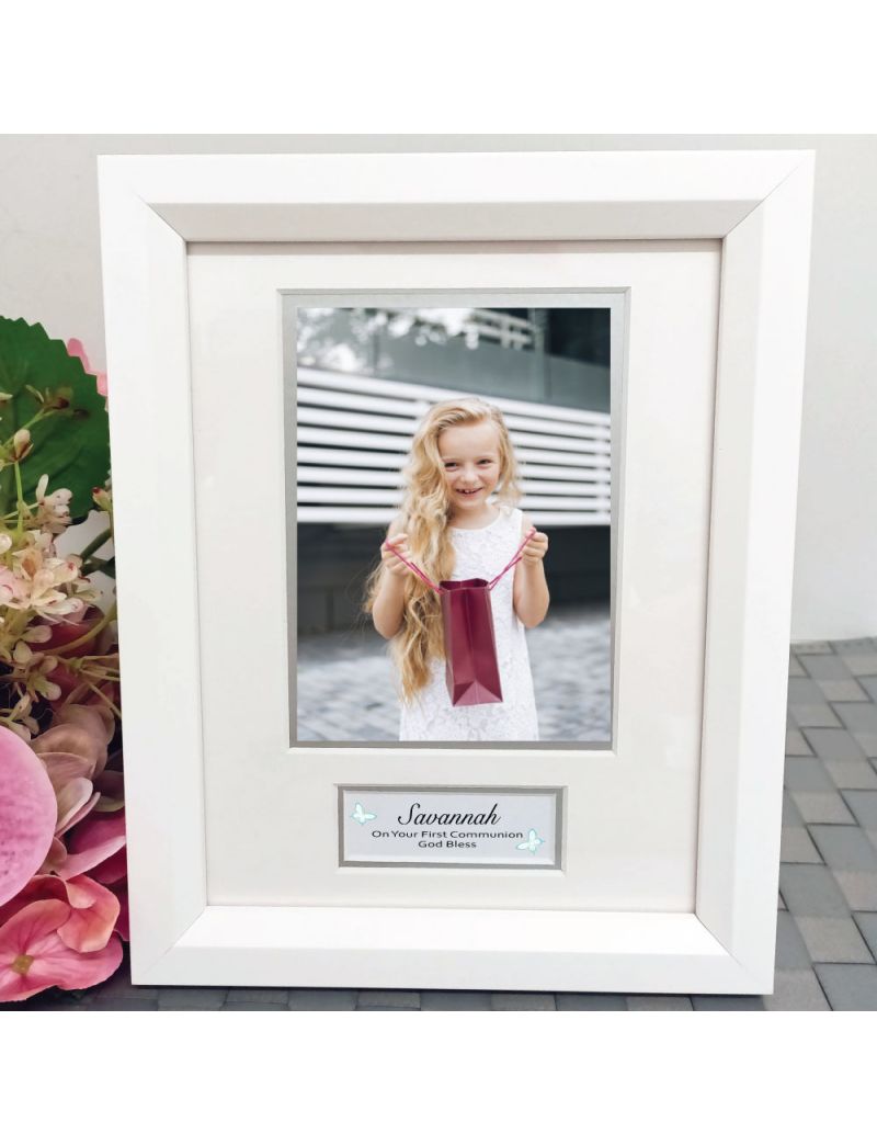 Communion Photo Frame White Wood 4x6 Photo